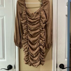 Beige dress with black polkadots